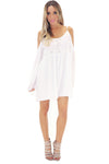 FEATHER BELL SLEEVE SUN DRESS - WHITE - Haute & Rebellious