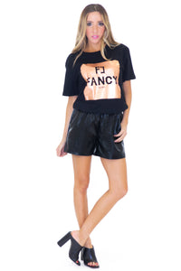 FANCY METALLIC GRAPHIC TEE - BLACK - Haute & Rebellious