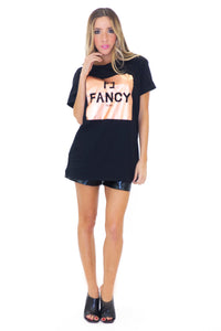 FANCY METALLIC GRAPHIC TEE - BLACK - Haute & Rebellious