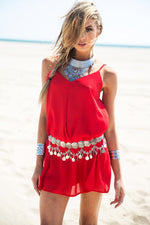 Gela Spaghetti Strap Camisole Dress - Red - Haute & Rebellious