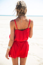 Gela Spaghetti Strap Camisole Dress - Red - Haute & Rebellious