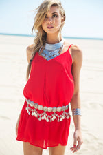 Gela Spaghetti Strap Camisole Dress - Red - Haute & Rebellious