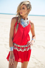 Gela Spaghetti Strap Camisole Dress - Red - Haute & Rebellious