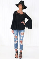 Aureil Bell Sleeve Top - Black - Haute & Rebellious