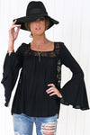 Aureil Bell Sleeve Top - Black - Haute & Rebellious