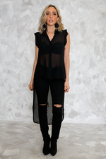 High-Low Sleeveless Chiffon Top - Haute & Rebellious