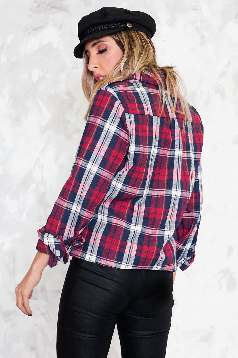 Plaid Button-Up Shirt