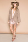 Fringe Poncho Sweater - Beige