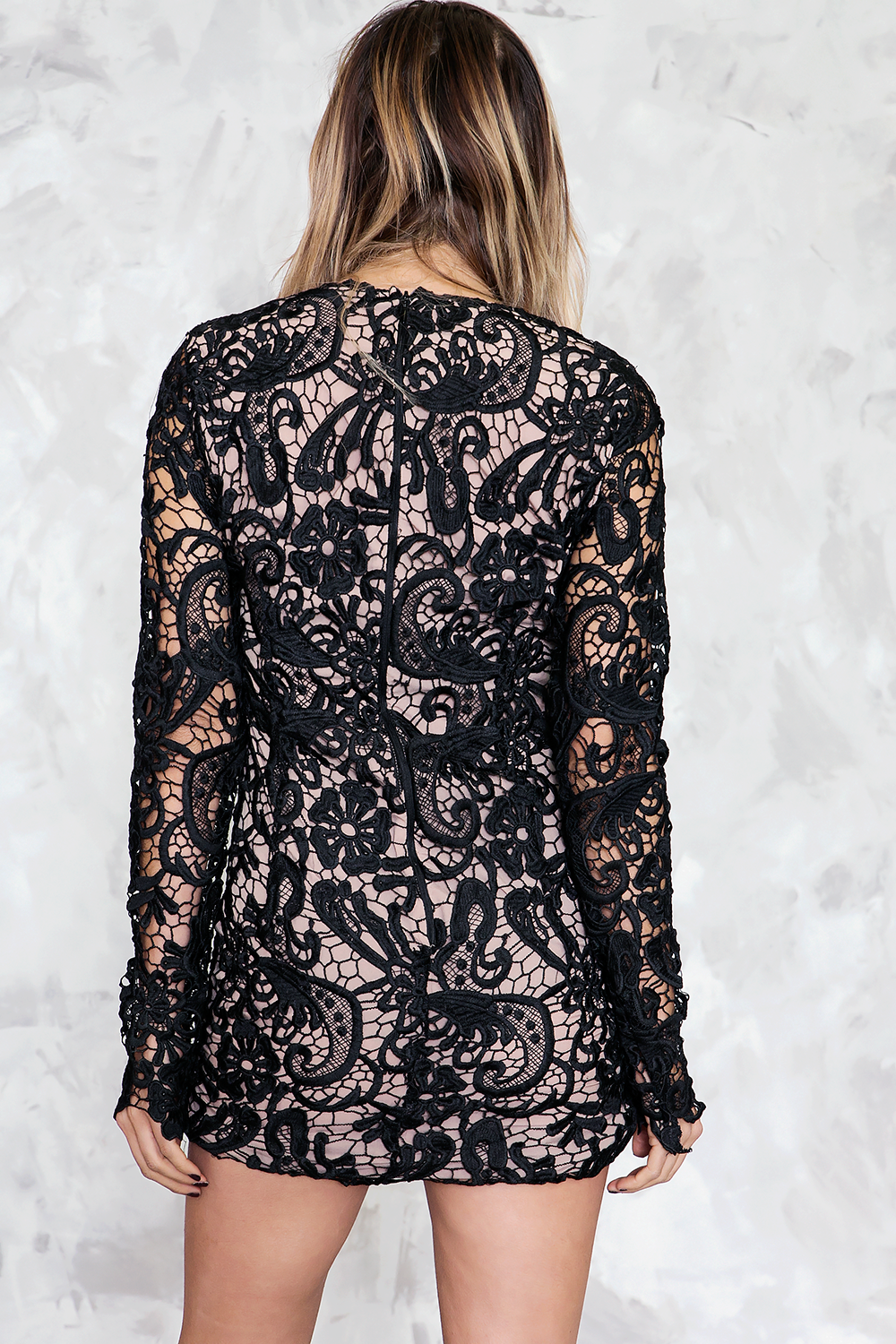 Long Sleeve Lace Dress M / BLACK/NUDE / 02657 Long Sleeve Lace Dress M / BLACK/NUDE / 02657