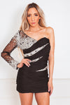 One-Shoulder Mini Dress with Sequin Detail