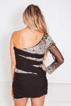 One-Shoulder Mini Dress with Sequin Detail