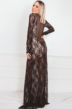 Elegant Gown with Lace & Sequins