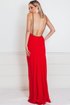 Elegant Maxi Dress with Embellished Straps - Red