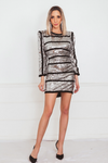 Sequin Mini Dress with Stripe Contrast