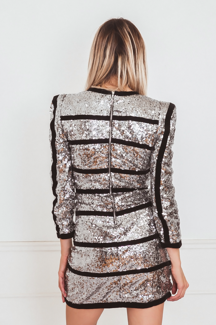sequin stripe mini dress Sequin Stripe Kimono Sleeve Mini Dress