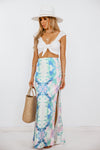 Watercolor Print Maxi Skirt with Slit