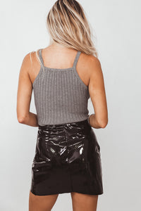 Ribbed Sleeveless Crop Top - Heather Grey