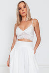 Lace Bra with Spaghetti Straps - White