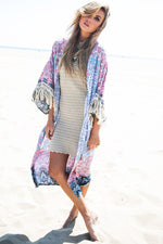 Aria Floral Fringe Kimono - Haute & Rebellious