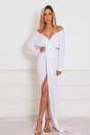 High Slit Maxi Dress with Cutout - White