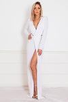 High Slit Maxi Dress with Cutout - White