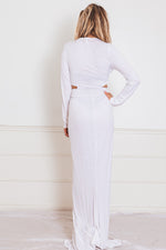 High Slit Maxi Dress with Cutout - White