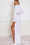 High Slit Maxi Dress with Cutout - White