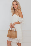 Off the Shoulder Crochet Dress - Ivory