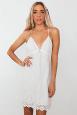 Eyelet Detail Mini Dress