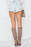 Light Wash Denim Shorts with Distressing