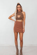 Cut out Crop Top - Tan