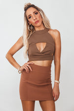 Cut out Crop Top - Tan