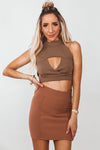 Cut out Crop Top - Tan
