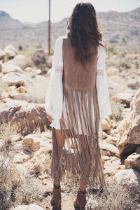 Ashlen Suede Fringe Vest - Haute & Rebellious