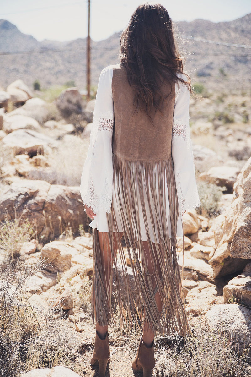 Ashlen Suede Fringe Vest - Haute & Rebellious
