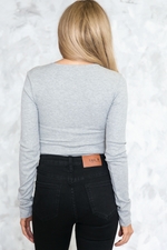Lace-Up Ribbed Bodysuit - Heather Grey - Haute & Rebellious