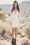 Liana Long Sleeve Lace-Up Dress - Taupe - Haute & Rebellious