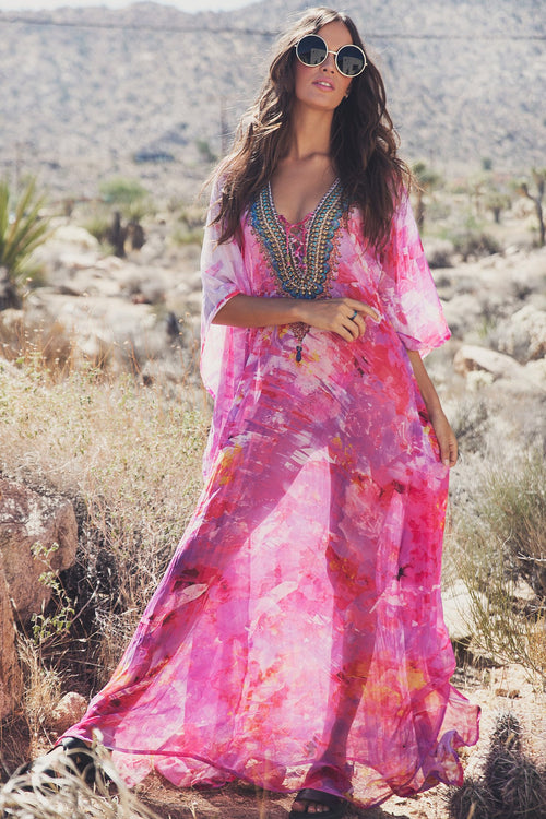 Diara Embellished Kaftan - Pink - Haute & Rebellious