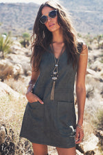 Aviana Sleeveless Suede Dress - Haute & Rebellious
