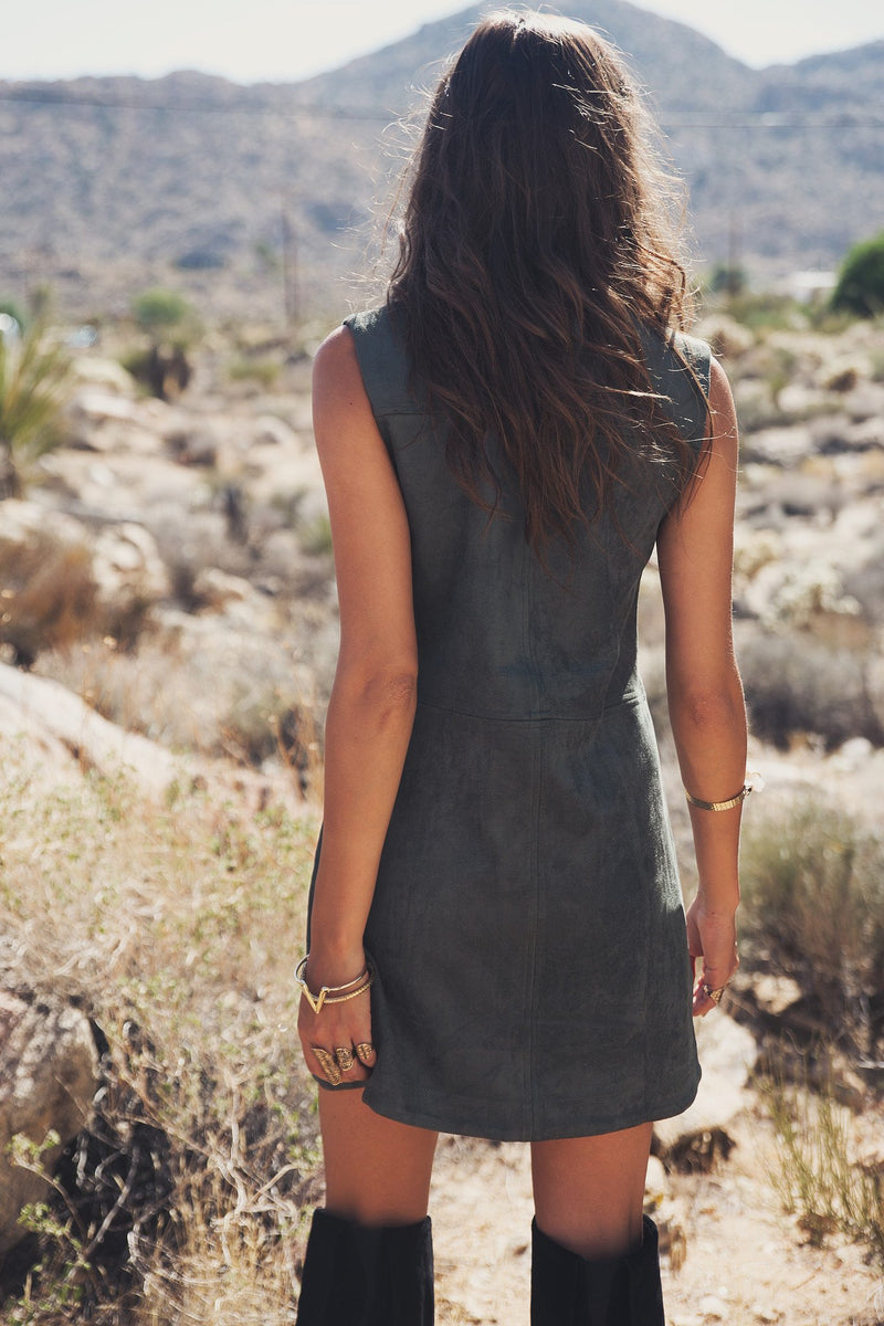 Aviana Sleeveless Suede Dress - Haute & Rebellious