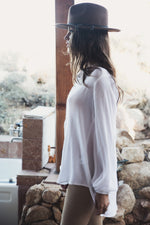 Sabrine Lace-Up Blouse - White - Haute & Rebellious
