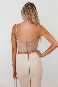 Suede Bralette Top - Nude