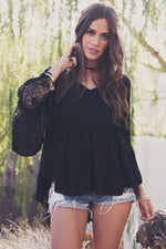 Alani Flowy Lace Top - Black (old) - Haute & Rebellious