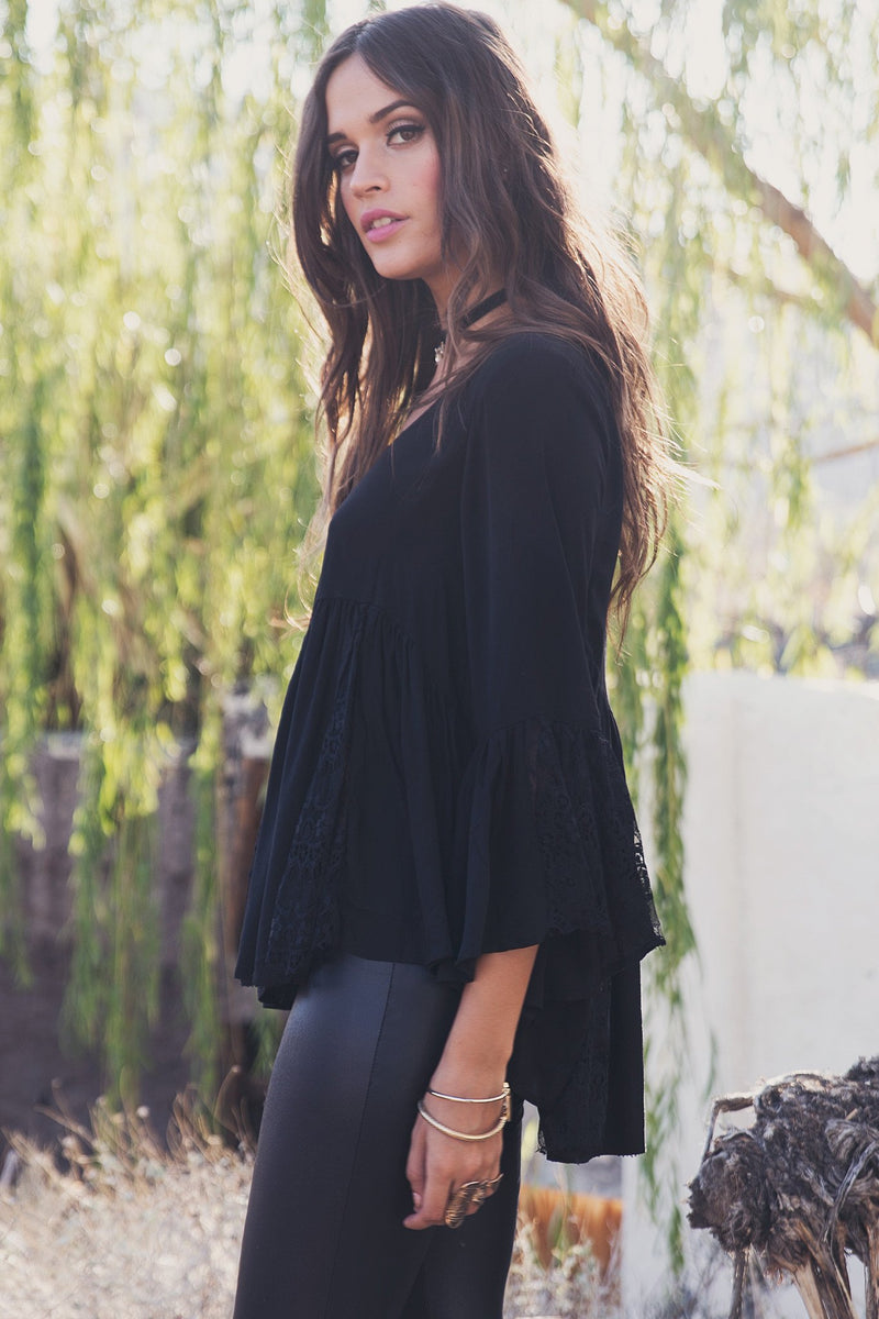 Alani Flowy Lace Top - Black (old) - Haute & Rebellious