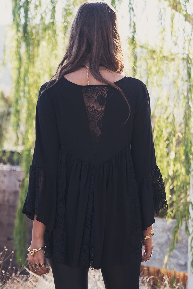 Alani Flowy Lace Top - Black (old) - Haute & Rebellious