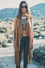 Aline Suede Fringe Vest - Camel - Haute & Rebellious