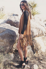 Aline Suede Fringe Vest - Camel - Haute & Rebellious