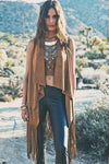 Aline Suede Fringe Vest - Camel - Haute & Rebellious