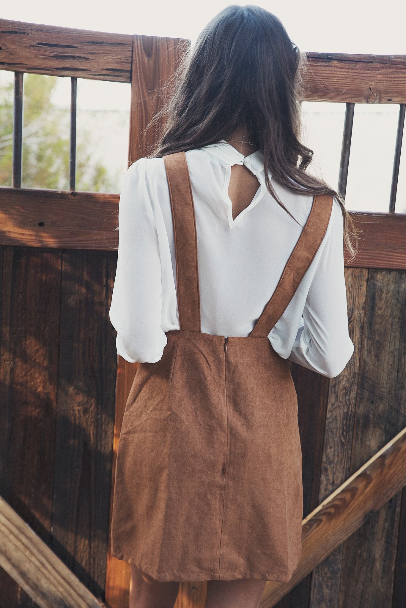 brown overall dress outfit Corduroy Teddy Overall Dress Brown / S