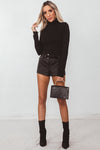 Long Sleeve Ribbed Turtleneck - Black